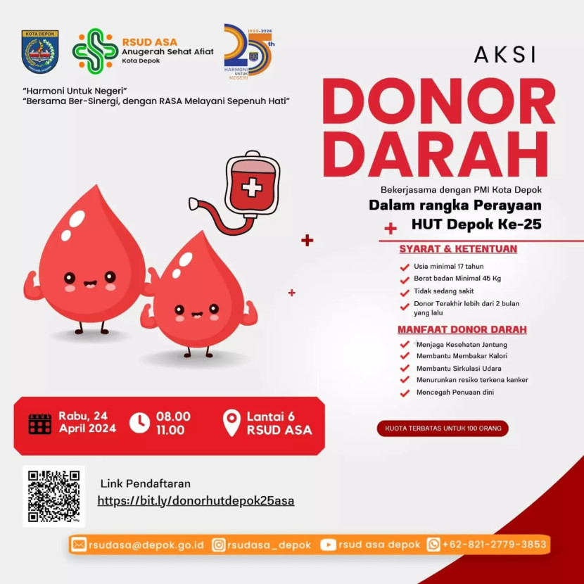 Dok.Depok.go.id Flyer Donor Darah RSUD ASA dalam rangka menyambut HUT Kota Depok Ke-25