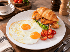•Chicken Katsu Croissant: Perpaduan tekstur renyah croissant dengan olahan chicken katsu yang gurih, cocok bagi tamu yang menyukai hidangan praktis namun mengenyangkan.
